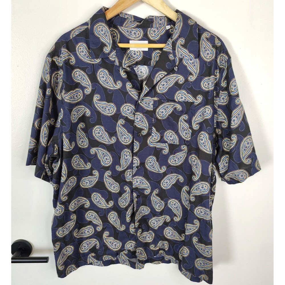 Salvatore Ferragamo Camp Shirt Paisley Pattern Size 3XL Made in Italy
